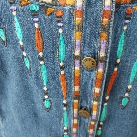 Vintage 80's Bob‎ Mackie Wearable Art  Denim Southwestern Embroidered Shacket - Picture 11 of 16